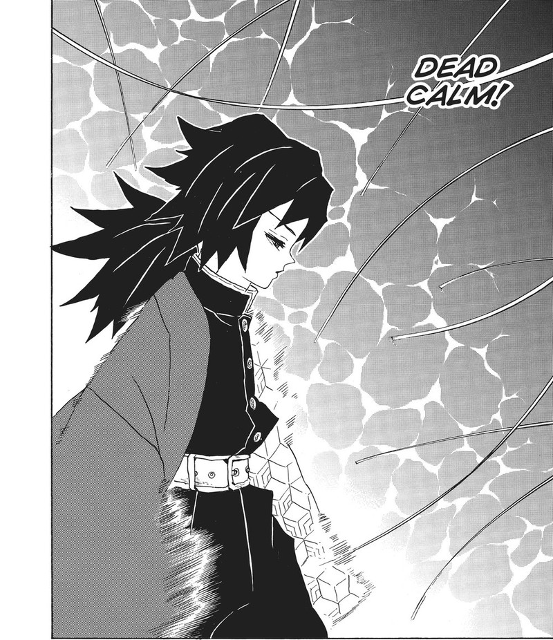 Demon Slayer: Kimetsu no Yaiba Vol. 5 (VIZ Media), p.162 — the same panel: "DEAD CALM!"