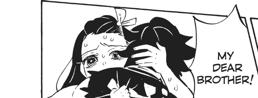 Demon Slayer: Kimetsu no Yaiba Vol. 23 (VIZ Media), p.112 — the same panel: "MY DEAR BROTHER!"