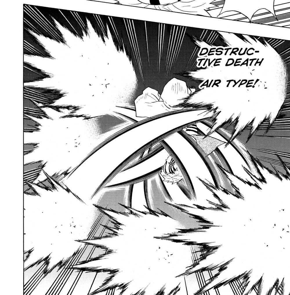 Demon Slayer: Kimetsu no Yaiba Vol. 8 (VIZ Media), p.42 — the matching panel: "DESTRUCTIVE DEATH AIR TYPE!"