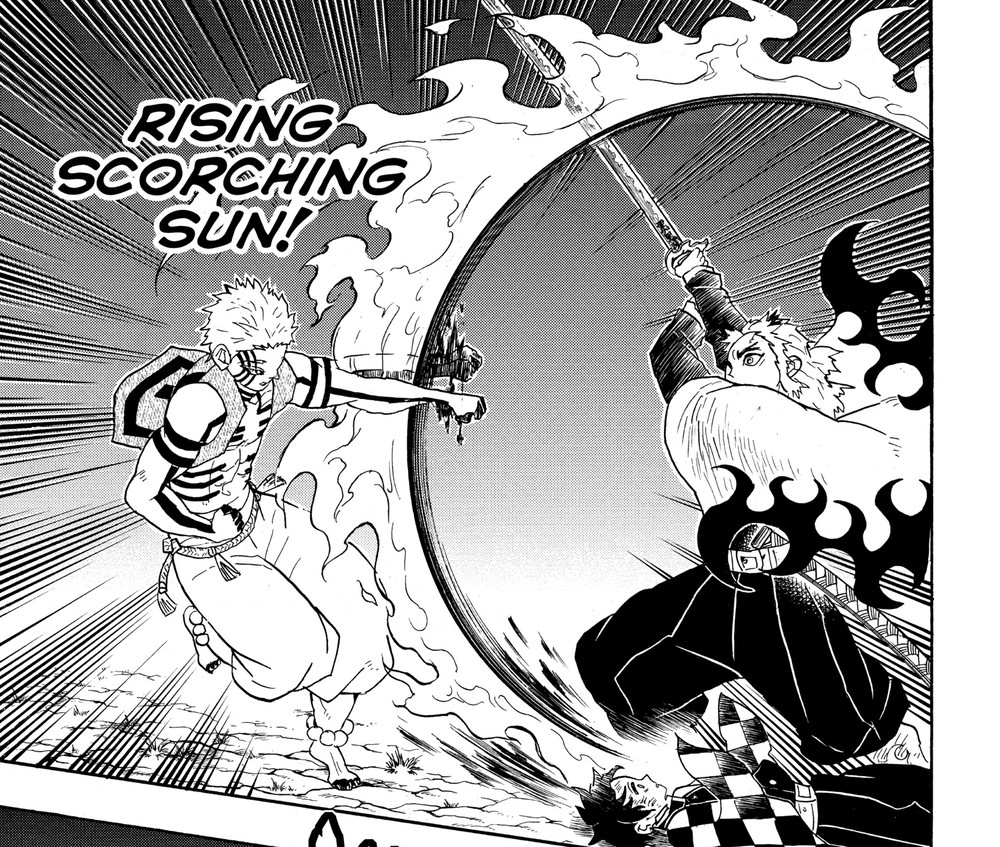 Demon Slayer: Kimetsu no Yaiba Vol. 8 (VIZ Media), p.31 — "RISING SCORCHING SUN!"