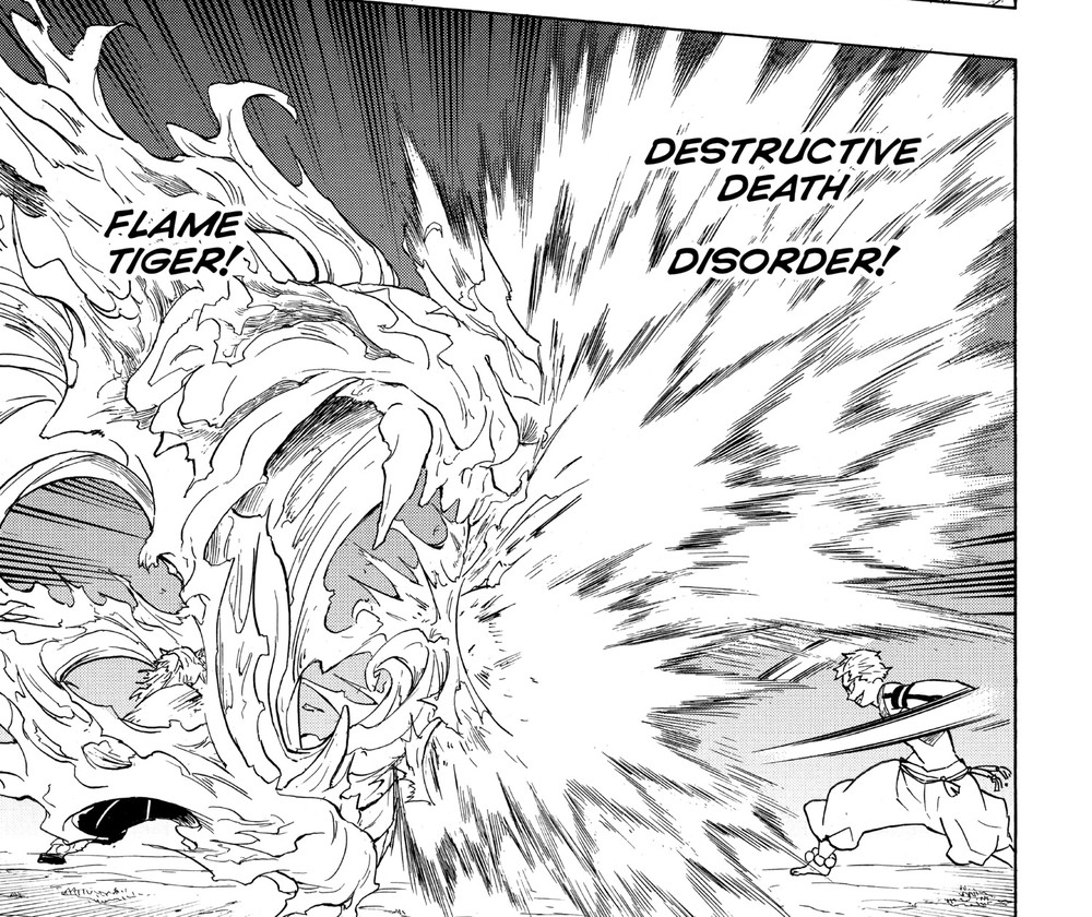 Demon Slayer: Kimetsu no Yaiba Vol. 8 (VIZ Media), p.47 — "FIFTH FORM: / FLAME TIGER!"