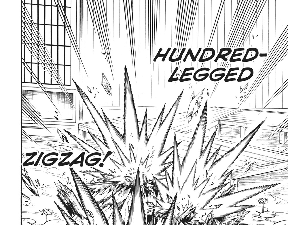 Demon Slayer: Kimetsu no Yaiba Vol. 16 (VIZ Media), p.186 — no pagination offset: "HUNDRED-LEGGED" and "ZIGZAG!"