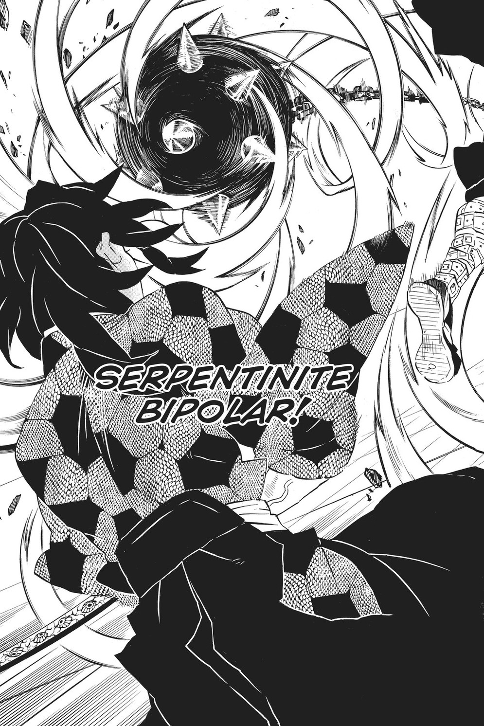 Gyomei Himejima performs Stone Breathing First Form: Serpentinite Bipolar, Kimetsu no Yaiba Vol. 20