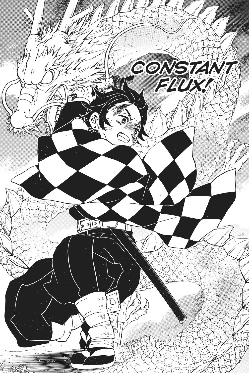 Tanjiro Kamado performing Water Breathing Tenth Form: Constant Flux against Rui, Kimetsu no Yaiba Vol. 5