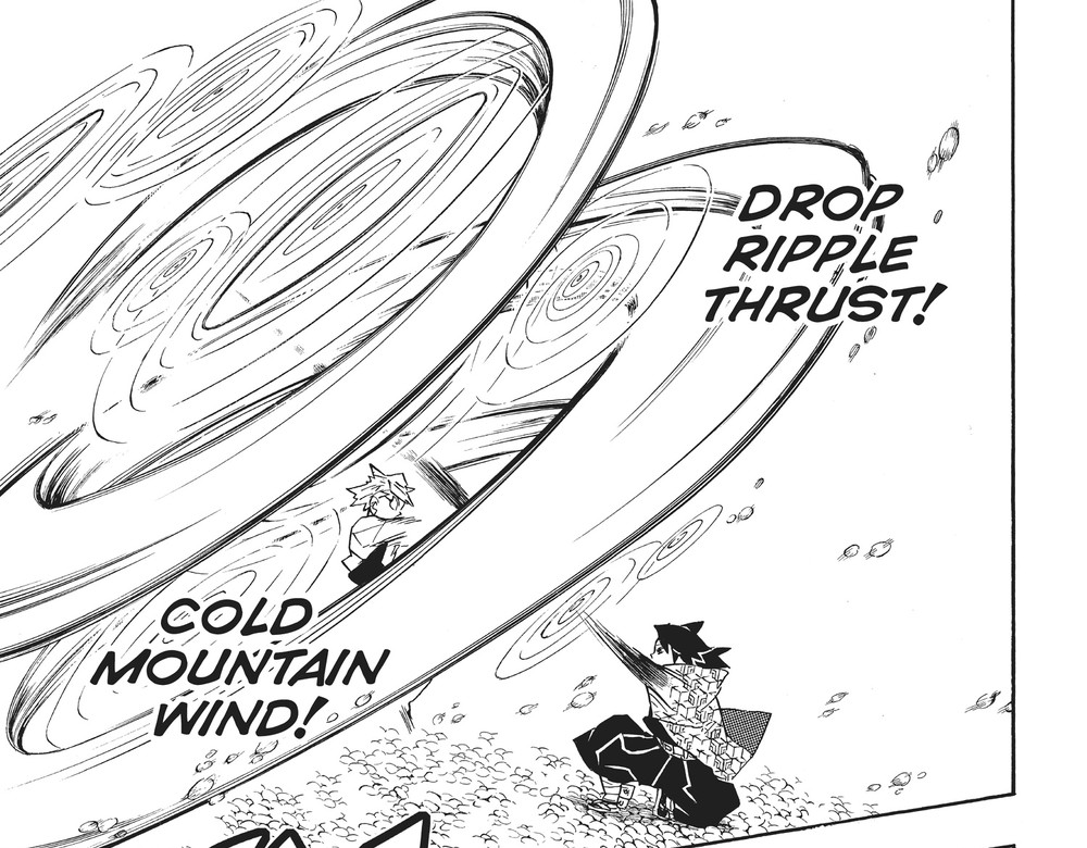 Sanemi Shinazugawa performs Wind Breathing Fifth Form: Cold Mountain Wind, Kimetsu no Yaiba Vol. 16