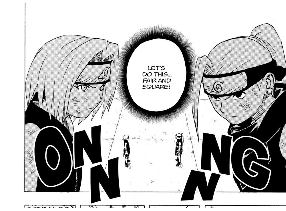 Naruto Vol. 8 (VIZ Media), p.162 — the same panel: "LET'S DO THIS... FAIR AND SQUARE!"