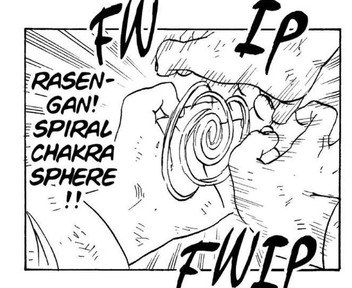 Naruto Uzumaki forming a Rasengan mid-battle, Naruto Vol. 21